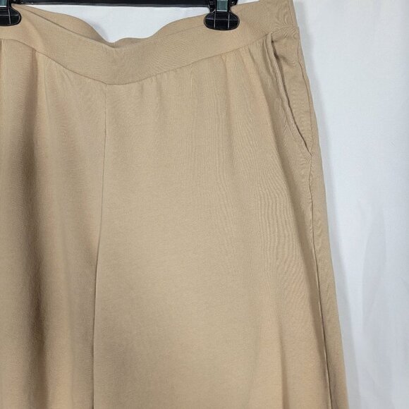 Women's Pure Jill Organic Cotton Wide Leg Tan Pocket Casual Pants Size Large P - Picture 2 of 9